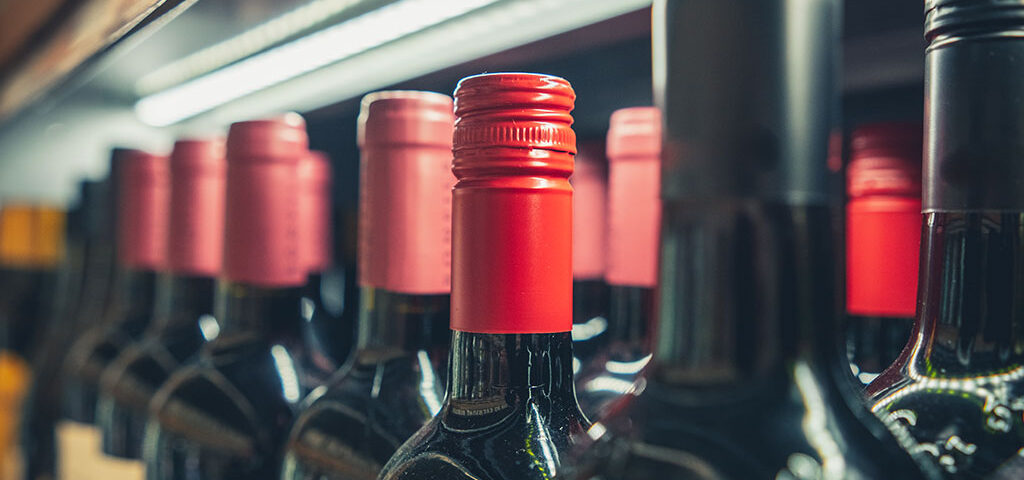 Red Wine Bottles: Close-up of Bottle Necks